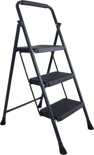 Miniatura 7 de Elevon Taburete plegable con pedal antideslizante ancho, escalera de acero resistente de 330 libras, 2 escalones