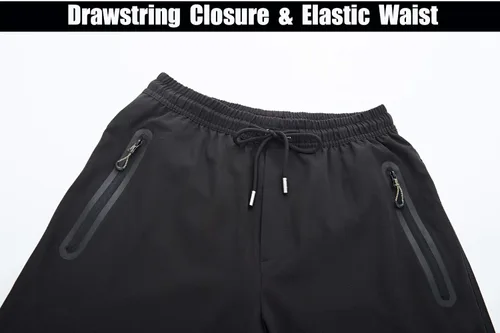 Miniatura 4 de MAGCOMSEN Pantalones para hombre ligeros de secado rápido senderismo pesca correr entrenamiento pantalones activos 2 bolsillos con cremallera parte