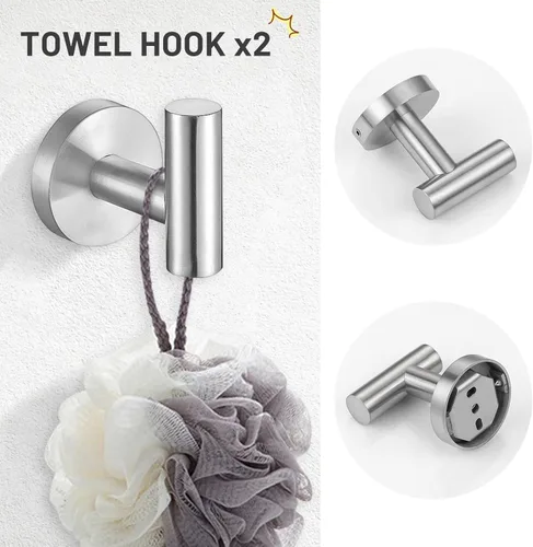 Miniatura 5 de TURS Juego de accesorios de baño de acero cepillado de 5 piezas, juego de barra de toalla de baño de acero inoxidable SUS304, kit de accesorios