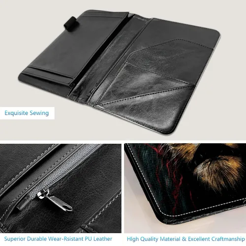 Miniatura 3 de Libros para camarera, cartera de cuero con bolsillo con cremallera, 7 bolsillos de almacenamiento para recetas y cheques, soporte para bolígrafos