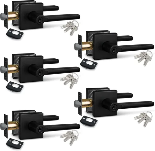 Miniatura 24 de NEWBANG Palanca de puerta de cama/baño para privacidad Baño e interior Manija de cerradura de puerta en negro mate envejecido, HD1601-DB-BK-1P