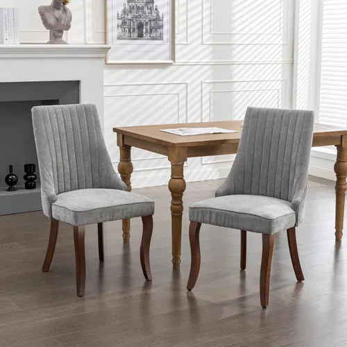 Miniatura 12 de Merax Juego de 2 sillas de comedor de terciopelo, sillas de comedor tapizadas de alta gama con patas de madera, adornos de cabeza de clavo