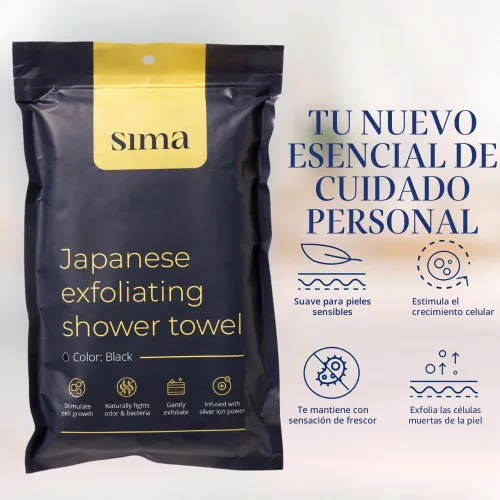 Miniatura 2 de Toalla exfoliante para la cara y el cuerpo - Toalla exfoliante japonesa con fibras hexagonales, exfoliante corporal con 2 lados para frotar y lavar