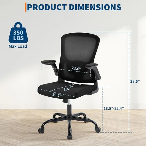 Miniatura 2 de Silla de oficina con reposabrazos 2D ajustable, silla de escritorio de malla con soporte lumbar 2D, silla de escritorio ejecutiva para computadora
