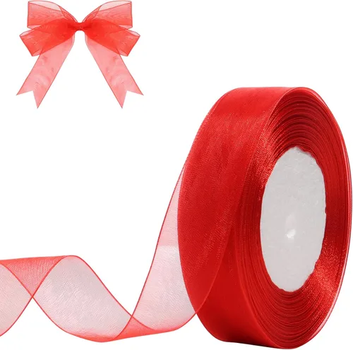 Miniatura 17 de Cinta de organza transparente de 3/4 de pulgada, 50 yardas, cinta de gasa para envolver regalos, decoración de Navidad, Halloween, ramo de boda