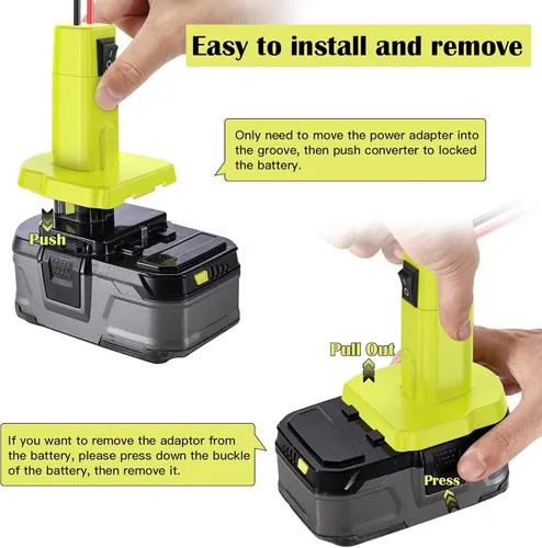Miniatura 5 de Adaptador de ruedas eléctricas para Ryobi Adaptador de batería de 18 V, kit de convertidor de batería con fusible, interruptor y conector de arnés