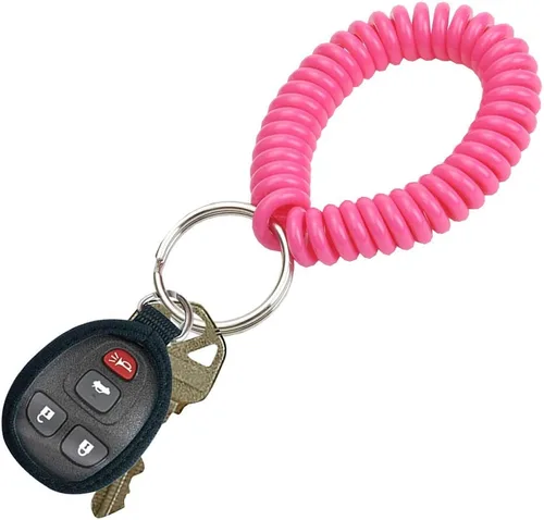 Miniatura 57 de Lucky Line - Resorte de muñeca en espiral de 2 pulgadas de diámetro con llavero de acero, multicolor, pulsera flexible para muñeca, se estira hasta