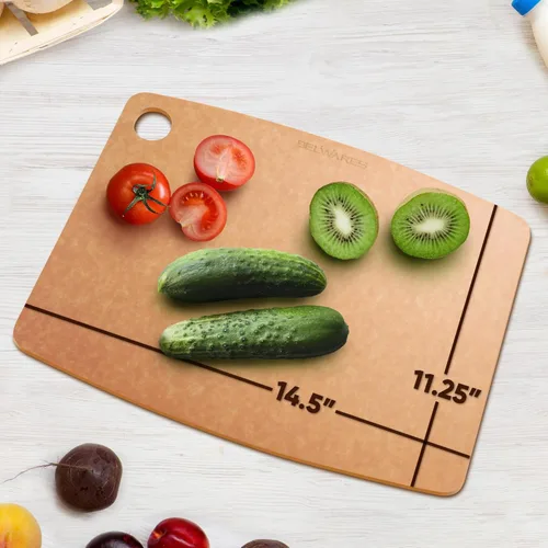 Miniatura 2 de Tabla de cortar apta para lavavajillas para cocina, tabla de cortar grande de madera compuesta, delgada y ligera, resistente al calor, sin BPA