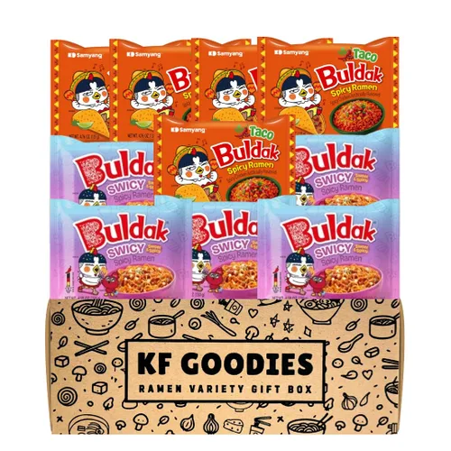 Samyang Buldak - Sopa de fideos coreanos, salteados, de pollo picante (10, 1 picante 2X, 1 carbonara, 1 carbonara con crema, 1 lima habanera, 1