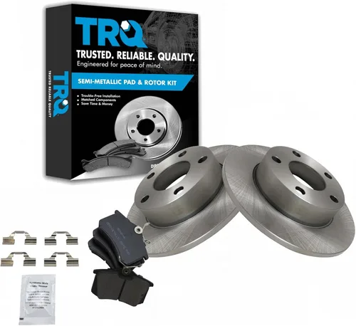 Miniatura 95 de TRQ Juego de pastillas de freno semimetálicas traseras y rotores compatibles con Chevrolet Trailblazer 02-06 Trailblazer EXT 04-06 SSR 02-07 GMC