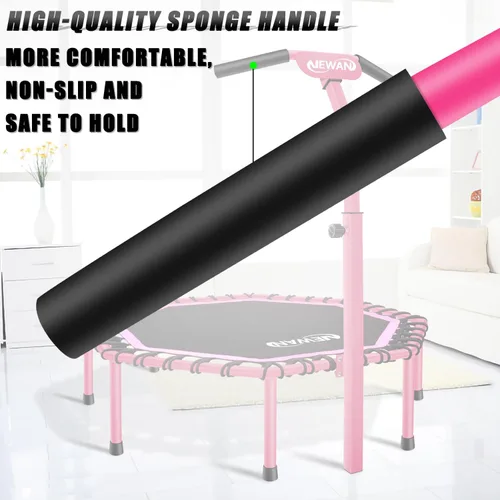 Miniatura 9 de Trampolín de Fitness Newan de 48" con Barra de Manija Ajustable, Trampolín Silencioso Bungee Rebounder Saltador Entrenador Cardiovascular