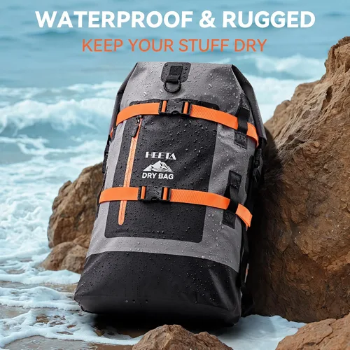 Miniatura 6 de HEETA Paquete de 2 riñoneras impermeables (negro y gris) con bolsas secas impermeables (negro, 40L)