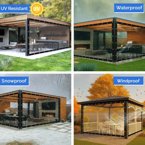 Miniatura 2 de Covers & all Lona Transparente Resistente Impermeable, Lona Transparente de 20 mil con Ojales, Lona para Exteriores para Cubiertas de Patio