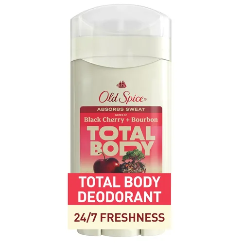 Old Spice Desodorante en barra de cuerpo entero para hombres, sin aluminio, cereza negra + aroma a borbón, protección contra olores 24/7, frescura