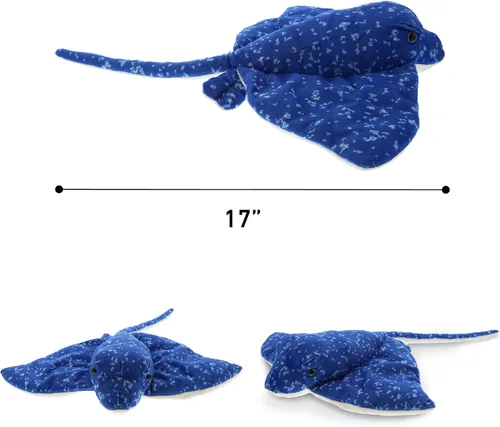 Miniatura 3 de DolliBu Raya Azul Moteada de Peluche - Juguete de Animal de Peluche Raya Súper Suave, Colección Salvaje Regalo de Peluche del Océano para Niños