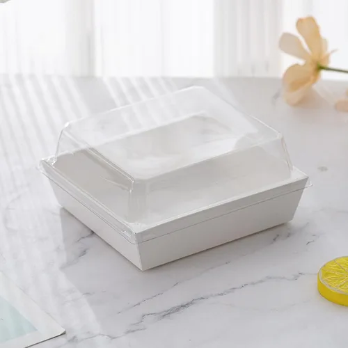 Miniatura 4 de Paquete de 100 cajas de charcutería con tapas transparentes, recipientes desechables para postres de panadería, cajas para llevar con cordel