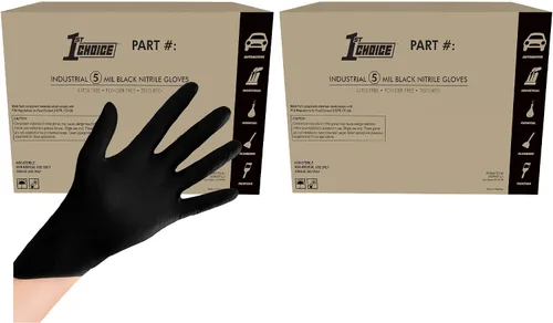 Miniatura 10 de 1st Choice Nitrile Gloves Disposable Latex-Free, Black, 5 Mil for Cooking, Cleaning, Automotive, Industrial, Food Prep, Home