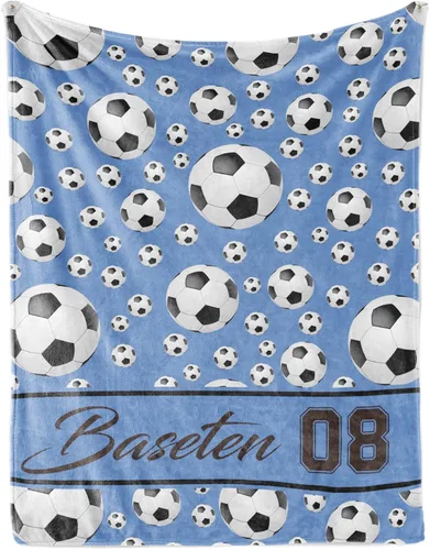 Miniatura 17 de Manta de fútbol personalizada con nombre, mantas personalizadas suaves para deportes de fútbol, mantas de cama verde, regalo personalizado