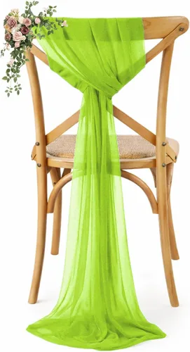 Miniatura 12 de VDS Paquete de 25, Rojo Manzana, Lazos de Gasa para Sillas con Bordado de Chiffon, Funda para Silla con Moño en la Parte Posterior, Ideal