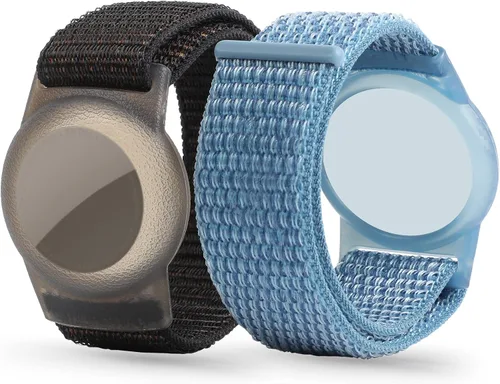 Pulsera Air Tag para niños (paquete de 2), pulsera de nailon con etiqueta de aire para niños, compatible con Apple Airtag, funda protectora con