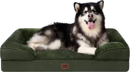 Miniatura 17 de EHEYCIGA - Cama ortopédica para perro grande, impermeable, de espuma viscoelástica y espuma tipo caja de huevos, bordes elevados, antideslizante