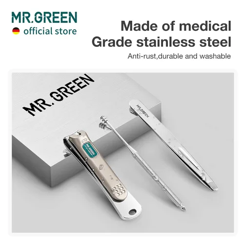 Miniatura 5 de MR.GREEN Juegos de manicura portátil kits de pedicura herramienta cortaúñas de acero inoxidable estuche de aseo de viaje tijeras de uñas caja