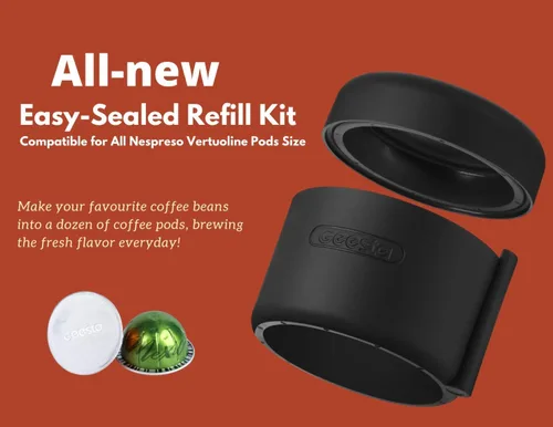 Miniatura 2 de Kit de recarga de cápsulas de café de fácil sellado para Nespresso Vertuoline con un cepillo, cuchara, soporte de cápsula reutilizable y 80 sellos