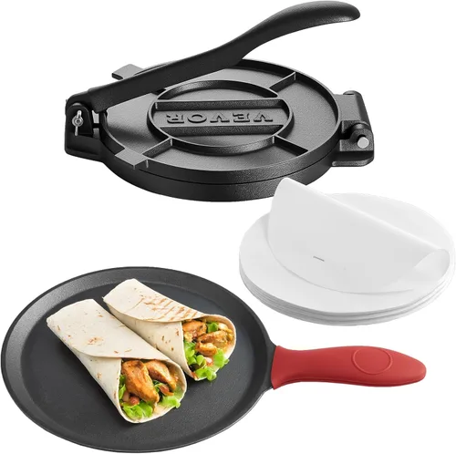 Miniatura 10 de VEVOR Prensa para Tortillas, Máquina para Tortillas y Roti de 8 Pulgadas, Prensa Tortilladora de Hierro Fundido Resistente, Máquina Pataconera