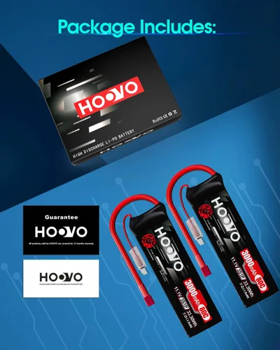 Miniatura 8 de HOOVO Batería Lipo 3S, 11.1 V, 3000 mAh, 80C, estuche blando con enchufe en T estilo Dean para automóvil, camión, buggy, rastreador, avión, barco