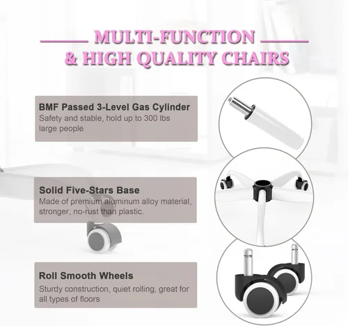 Miniatura 7 de Mimoglad Silla de oficina, silla de escritorio ergonómica de respaldo alto con soporte lumbar ajustable y reposacabezas, silla giratoria con Orquídea