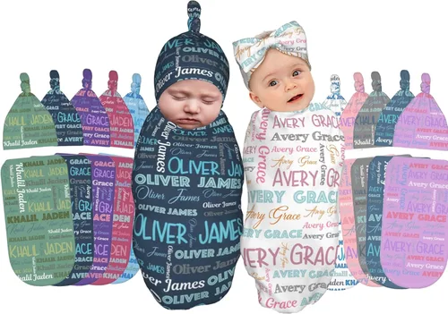 Mantas de bebé personalizadas para niñas y niños, regalos para bebés, artículos personalizados para bebés (arte de palabras)