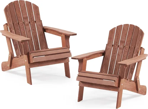 Miniatura 14 de SoliWood Silla Adirondack de madera para exteriores con respaldo y tabla de asiento premontados, silla de patio para jardín, patio trasero, césped