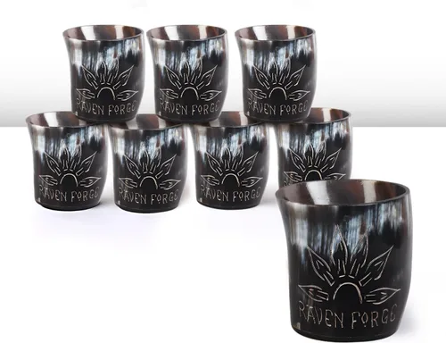 Miniatura 46 de Handicrafts Home Juego de 4 vasos de chupito hechos a mano, patrón entrecruzado de 6.5 onzas, chupitos de whisky vikingo naturales para cócteles