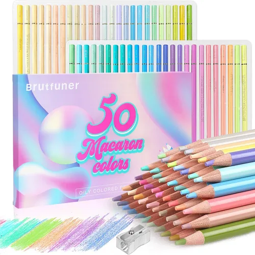 LBW 50 lápices de colores pastel de macarrón, núcleo suave profesional para adultos, principiantes, bocetos, sombreado
