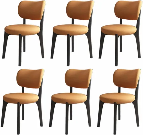 Miniatura 36 de Juego de sillas de comedor de madera modernas con respaldo curvado, sillas de cocina tapizadas con marco de madera, sillas laterales sin brazos