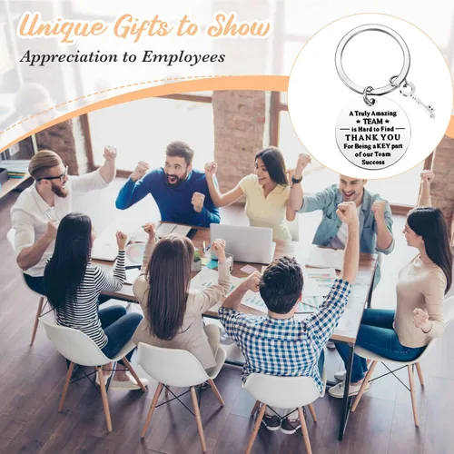 Miniatura 5 de Yinkin 36 Piezas Regalos de Agradecimiento para Empleados Llaveros de Agradecimiento para Compañeros de Trabajo con Bolsas de Organza y Tarjetas