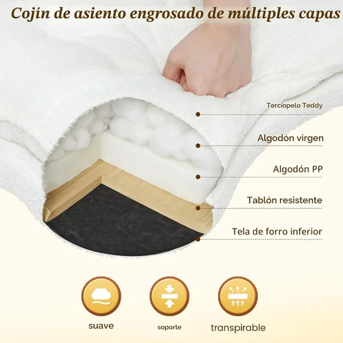 Miniatura 4 de DurayLoly Silla de oficina con patas cruzadas, giratorio 360, reposapiés plegable, cojín de felpa de doble capa de 5.12 pulgadas, altura ajustable