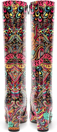 Miniatura 109 de AMBELIGHT Botas altas hasta la rodilla con cremallera y puntera puntiaguda para mujer, de patente sólida, tacón alto, 3.3 pulgadas