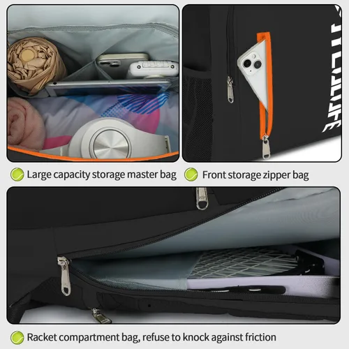 Miniatura 9 de mochila de gimnasio con compartimento para zapatos, bolsa de lucha con 4 tipos de método de espalda, impermeable para deportes, caminata y portátil