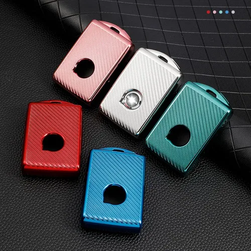 Miniatura 6 de Funda para llavero de automóvil con textura de fibra de carbono de TPU con llavero que se adapta a Volvo XC90, XC60, XC40, S60, S90, V90, V60