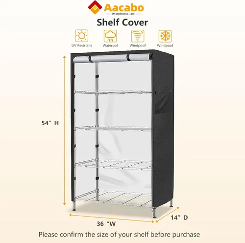 Miniatura 2 de Funda para estantería, impermeable, a prueba de polvo, se adapta a estantes de 36 pulgadas de ancho x 14 pulgadas de profundidad x 54 pulgadas