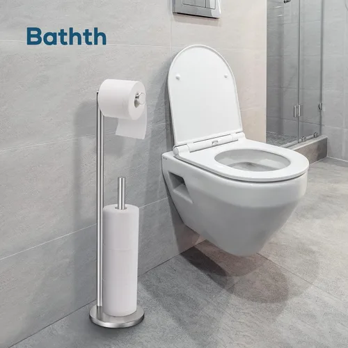 Miniatura 5 de Soporte para papel higiénico, soporte para papel higiénico de níquel cepillado, soporte para papel higiénico independiente, almacenamiento de papel