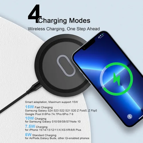 Miniatura 7 de Cargador inalámbrico Google de 15 W, almohadilla de carga rápida para Google Pixel 10 9A 9 Pro XL Fold 8 7 6 Pro 8A 7A, Samsung Galaxy S25 S24 Ultra