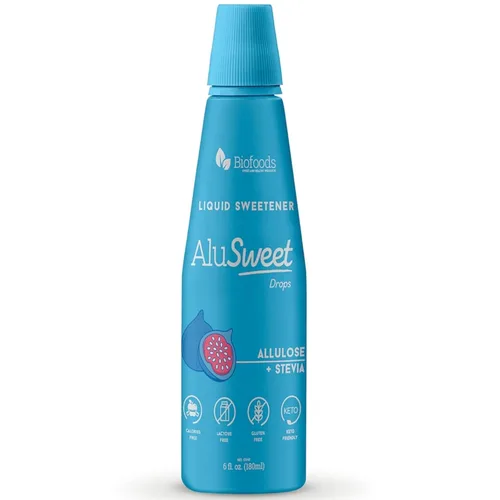 AluSweet Allulose + Stevia - Edulcorante líquido sin azúcar, 6 onzas, cero calorías, alternativa al azúcar, sin sabor, apto para dieta cetogénica y