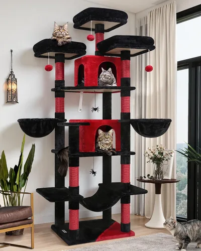 Miniatura 13 de Globlazer Torre grande para gatos de interior, torre para gatos de 80 pulgadas para múltiples gatos adultos, árbol XXL para gatos con poste