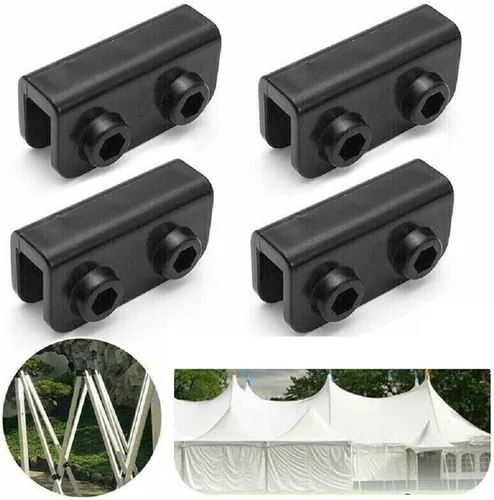 Miniatura 6 de 4 unids 2 vías pop-up gazebo reemplazo conector piezas de repuesto rectangular soporte conjunto negro