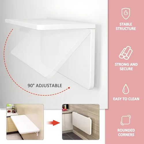 Miniatura 3 de Escritorio de montaje en pared resistente Juego de barra de desayuno mesa plegable para colgar en la pared para espacios pequeños Cocina Balcón