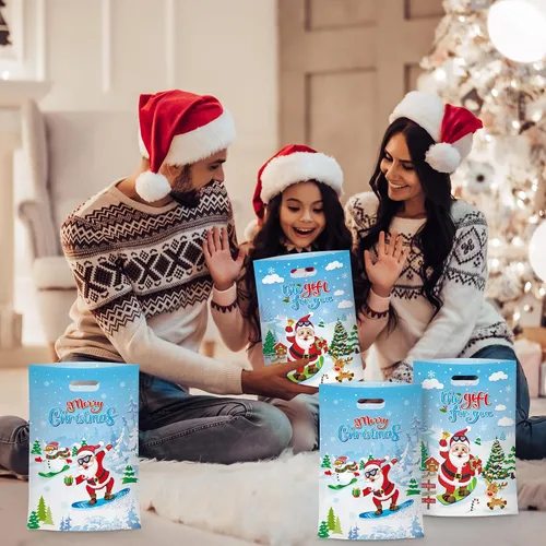 Miniatura 2 de 40 piezas de bolsas de regalo de Navidad con asas - Bolsas de golosinas de invierno para niños, geniales bolsas de caramelos de Santa Claus