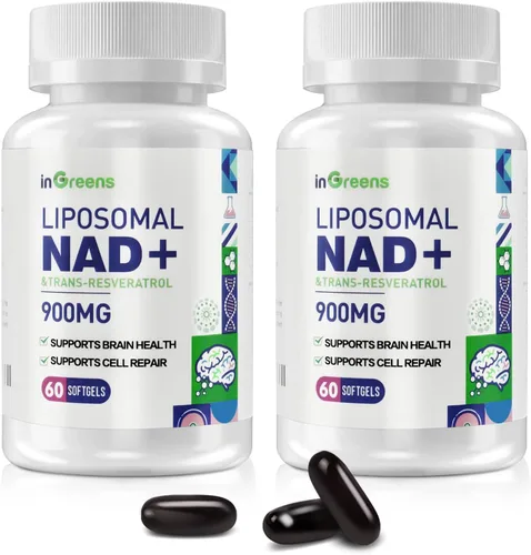 Miniatura 8 de inGreens Suplemento liposomal NAD+ de 1800 mg con ribósido de nicotinamida, resveratrol trans, trimetilglicina, reemplaza a NMN, aumenta NAD +