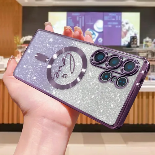 Miniatura 296 de ZONRW - Funda para Samsung Galaxy S22 Ultra magnética, para mujeres y niñas, cubierta trasera suave, lujosa, con corazón de amor, bling, degradado